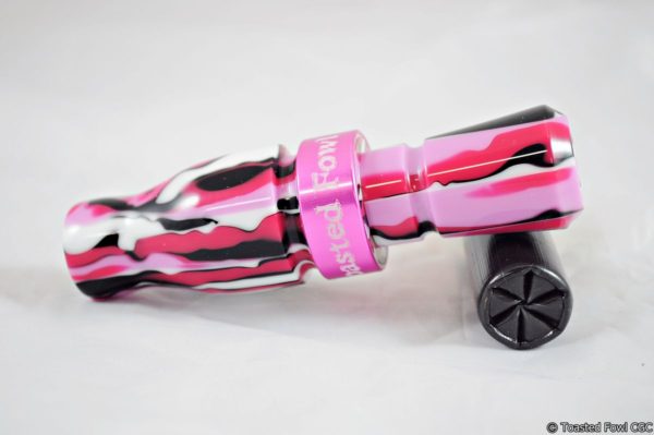 Acrylic Mallard Call - Black & Berry Camo w/ Pink Band - Exhaust