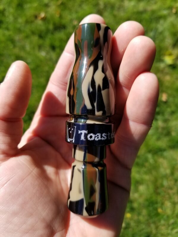 Woodland Camo - "Shaken Not Stirred" Acrylic Mallard Duck Call - Black Band Hand Sun