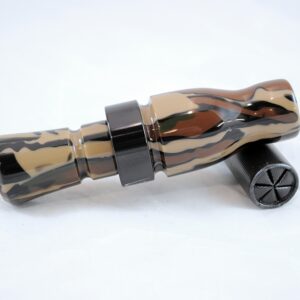 Woodland Camo - "Shaken Not Stirred" Acrylic Mallard Duck Call - Black Band Mouth Right