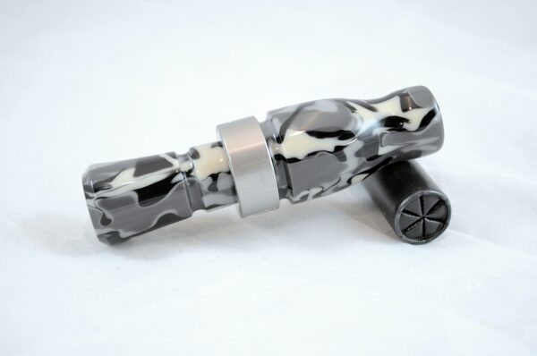 Urban Camo - "Shaken Not Stirred" Acrylic Mallard Duck Call - Gun Metal Band 1500px Mouth Right