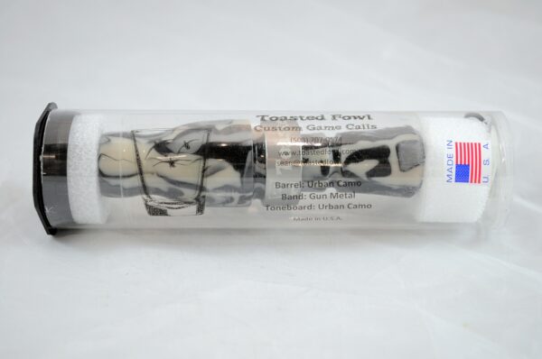 Urban Camo - "Shaken Not Stirred" Acrylic Mallard Duck Call - Gun Metal Band Tube WS 1500px Tube